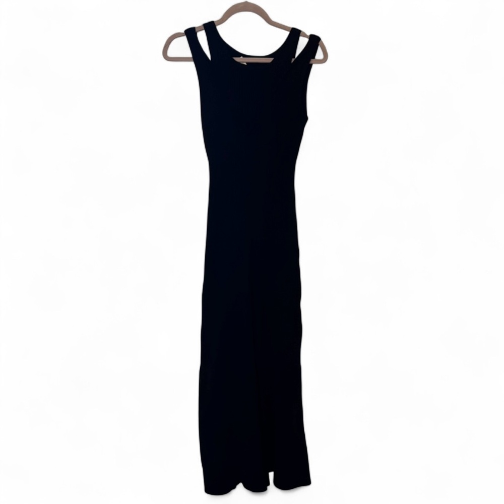 Favorite Daughter Black Gemini Dress Small Black Sleeveless Midi Ribbed Dress - Picture 3 of 9